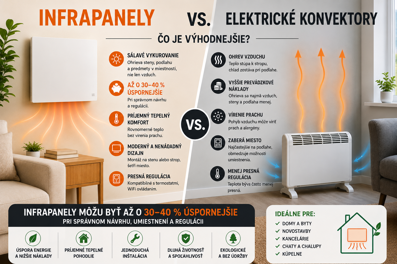Infrapanely vs. elektrické konvektory