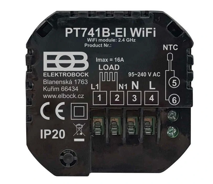 Priestorový WiFi termostat PT741B-EI WIFI - čierny
