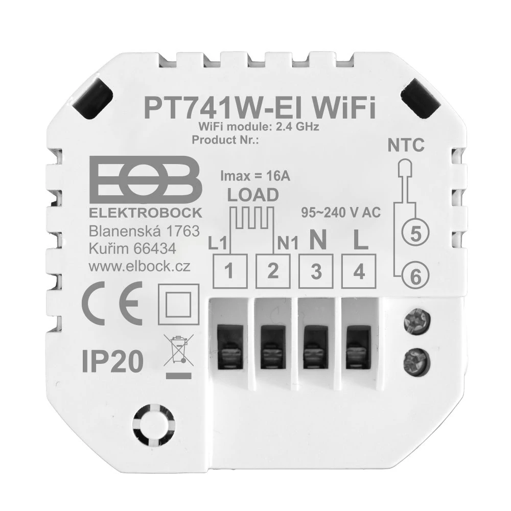 Priestorový WiFi termostat PT741W-EI WIFI - biely